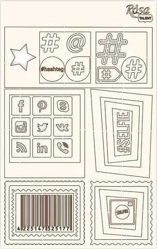 Чипборд Классический "Рамки и пиктограммы" белый картон 12,6х20см Rosa Talent