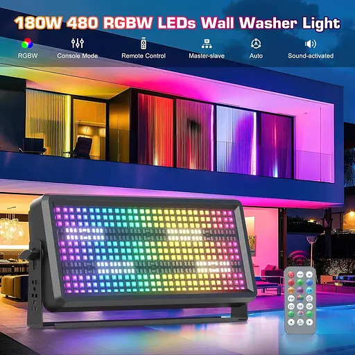 Світлодіодний сценічний світильник, настінний світильник із підтримкою 180 Вт 4/11/165 каналів DMX, RDM, звуковою активацією - фото 5