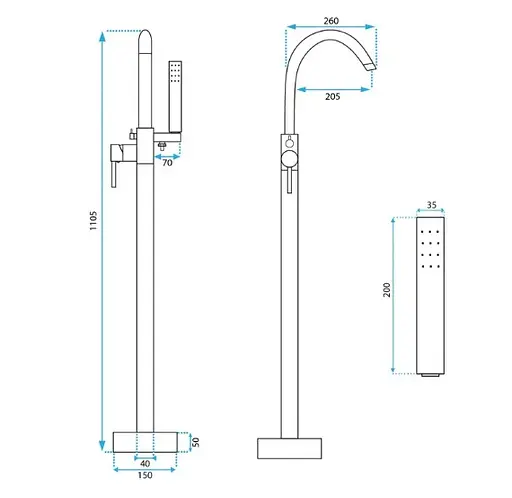 Змішувач для ванни Rea Mono brushed gold підлоговий REA-B2716 Золотий - фото 5
