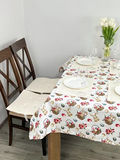 Водоотталкивающая Скатерть Пасхальная корзина 220х140 см (+ 4 салфетки 30х40)