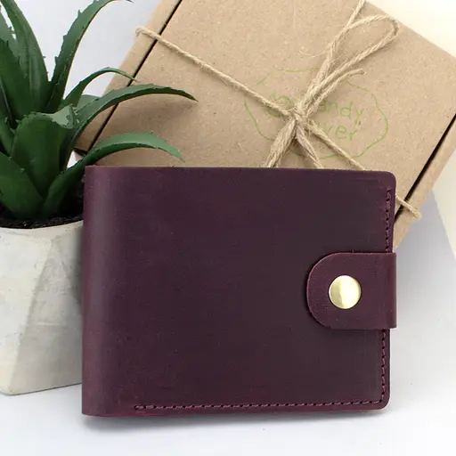 Портмоне мужское кожаное  на кнопке Handycover HC0028 бордовое - фото 1