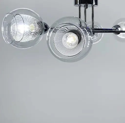 Cвітильник в корпусі метал кольору хром з подвійним плафоном | Арт. 1718/6 CH+CL | Line F - фото 5