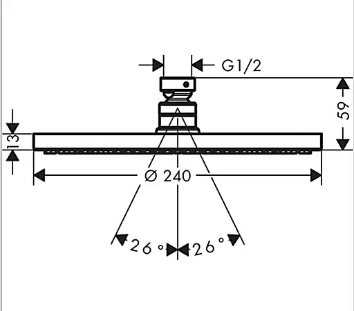 Верхний душ Hansgrohe Raindance S 240 PowderRain 1jet хром 27623000, Хром - фото 3