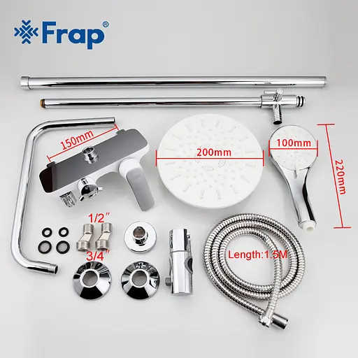 Душова система Frap F2431, поворотний вилив, лійка, білий/хром - фото 7