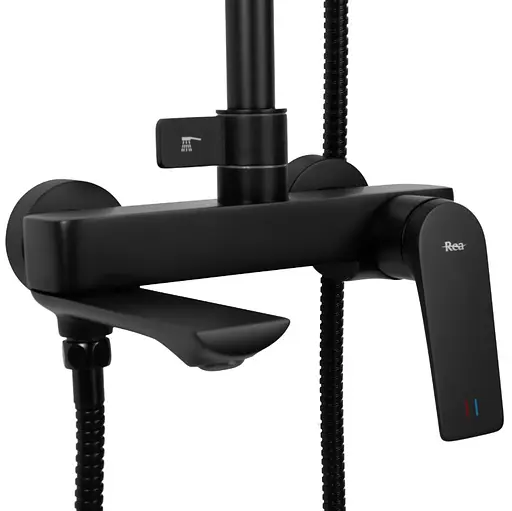 Душевая система Rea Avalon black с изливом REA-P8811, Черный матовый - фото 4