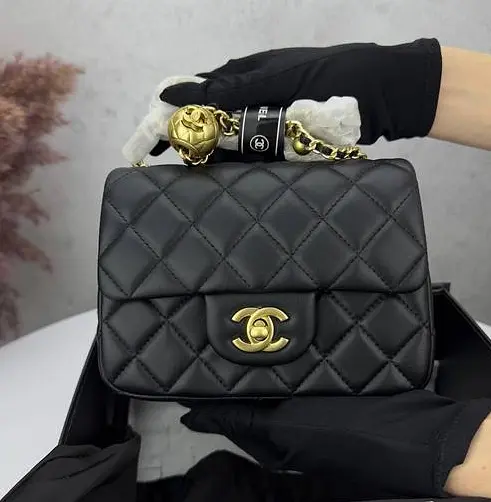 Сумка жіноча шкіряна стьобана (Чорний) - фото 3