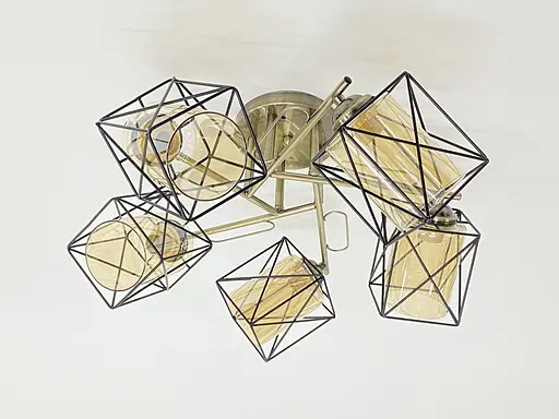 Люстра на п'ять плафонів 91207/5 бронза+чорний