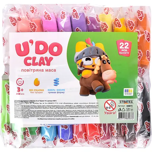 Набір для творчості Strateg U'DO Clay 220 г (10 г x 22 шт.) (30873) - фото 1