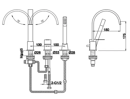 Смеситель на борт ванны Kohlman Gixs chrome QB241G Хром - фото 4