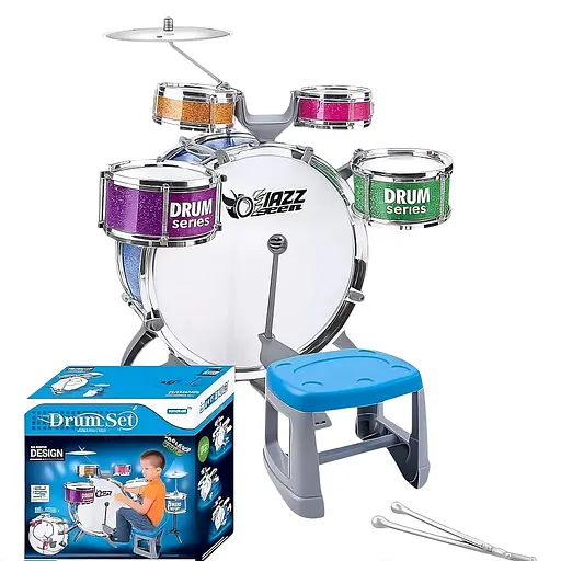Детская барабанная установка L 552 — 4 барабана, тарелка, педаль, стульчик и палочки в комплекте - фото 2