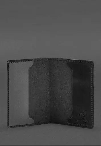 Кожаная обложка для военного билета офицера запаса 8.2 черная Crazy Horse - фото 3