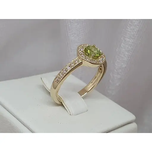 Золотое кольцо с бриллиантами и хризолитом. 11052/2 18 - фото 3