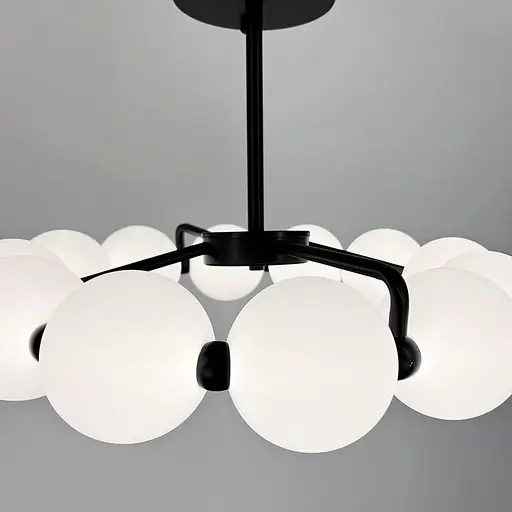 Потолочная черная люстра в виде кольца из полимерных шариков Ø 50 см Line F | Ст. 993-510 BK D120 - фото 3