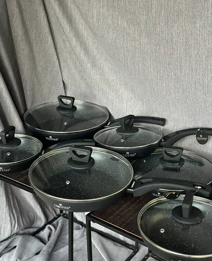 Антипригарная алюминиевая сковорода с крышкой Edenberg EB-7456 ⌀ 28см 2,6л 3-х шаровое мраморное покрытие - фото 5