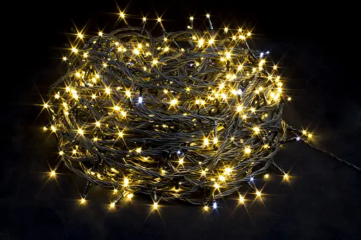 Вулична гірлянда нитка на ялинку 40 метрів Тепле світло 400 LED від мережі новорічна світлодіодна, чорний ПВХ провід, Laplandia (ww.01.6B.400.F+)