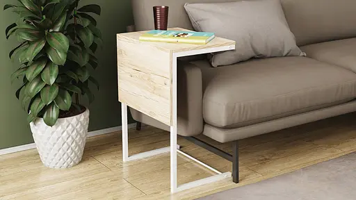 Стіл журнальний приставний Террі Комбо 345x662x440 Білий метал ДСП Дуб Сан-Марино 16мм FRD-105144