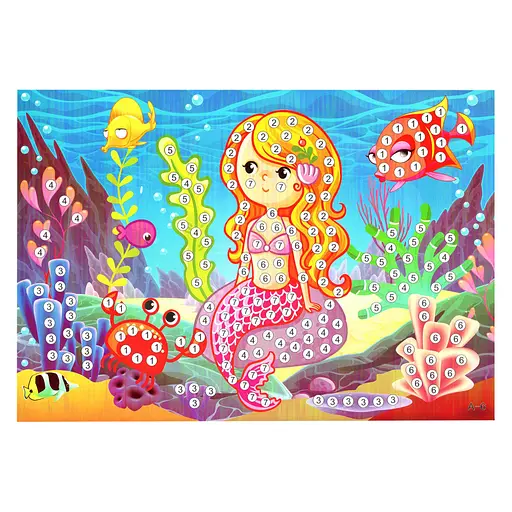 Дитяча мозаїка за номерами "Русалочка" Bambi 13-127-11 різнокольорові камінчики - фото 1