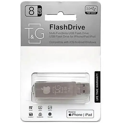 Флеш накопитель USB 8Gb T&G TG004IOS серебристый Lightning / USB 3.0 / microUSB (TG004IOS-8G3) - фото 1