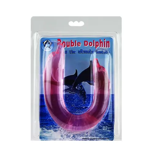 Двосторонній фалоімітатор Baile Double Dolphin 30.5 см рожевий - фото 5