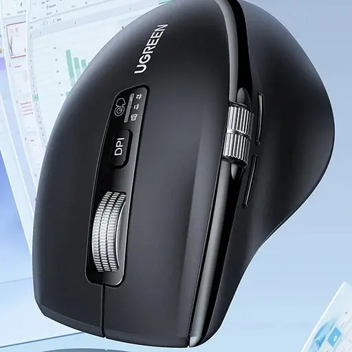 Мишка UGREEN 2.4GHz&BT M751 Ergonomic Contoured-Shape, бездротова, 5000dpi., 5кн., Чорна - фото 6