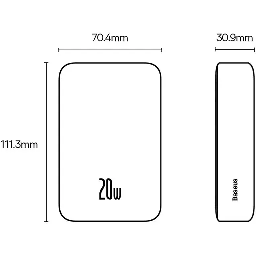Внешний аккумулятор Baseus Magnetic Mini 20W 20000 mAh White (PPCX150002) [113529] - фото 8