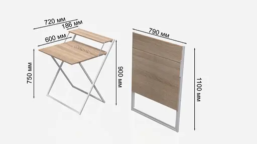 Стол трансформер Компакт 4 750x790x720 Белый металл ДСП Дуб Сонома 16 мм FRD-104700 - фото 5
