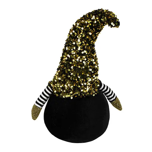 Новогодняя мягкая игрушка BonaDi Гном 36см с пайетками Декоративная фигурка Черная - фото 3