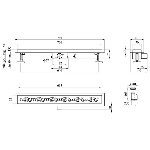 Линейный трап Kroner KRP Eifel M70 Muster с сухим затвором (CV034166) - фото 5