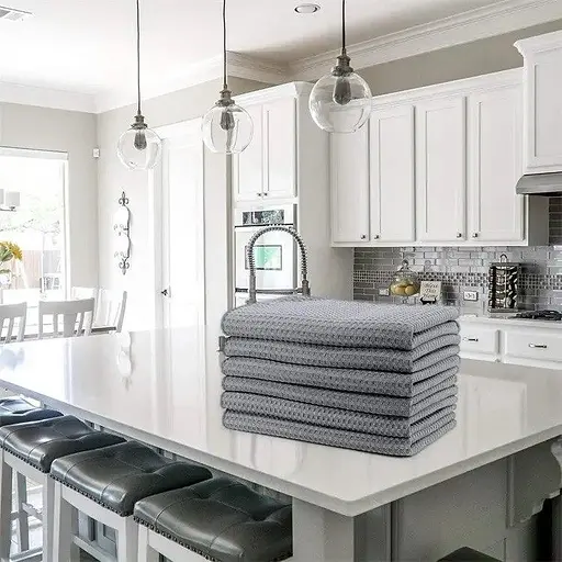 Набір 4 кухонні вафельні рушники Aquarius мікрофібра 40 х 60 см Сірий - М'які Суперпоглинаючі - фото 10