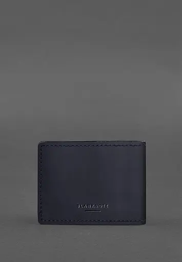 Кожаная обложка на удостоверение Государственной службы Украины по чрезвычайным ситуациям (ГСЧС) темно-синяя Crazy Horse - фото 4