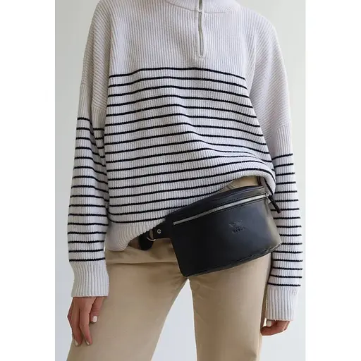 Шкіряна поясна сумка чорна - фото 1