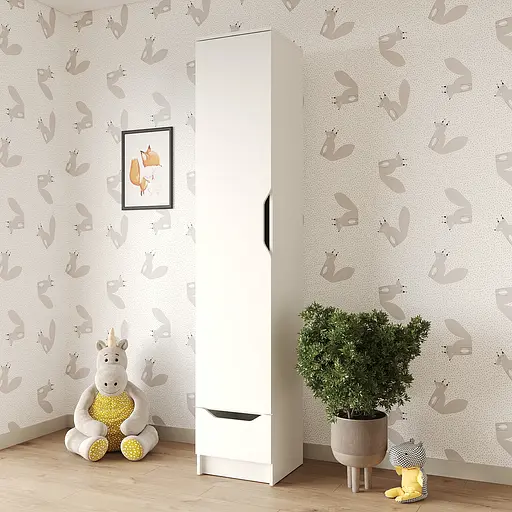 Пенал закрытый 1Д1Ш Лилу 40x40x210 см Аляска белый (MBS-1313)