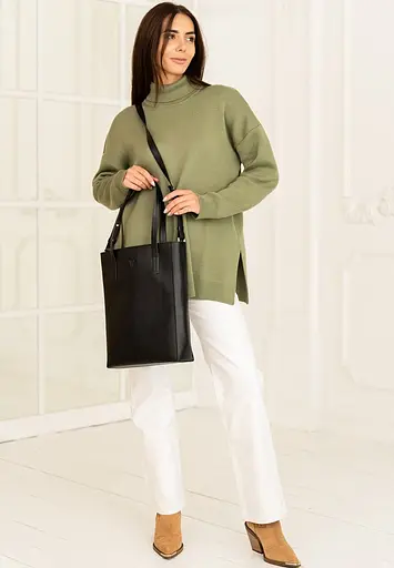 Шкіряний шоппер Nancy чорний - фото 7