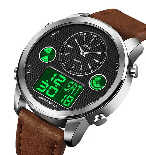Чоловічий спортивний годинник Skmei 1653 (Коричневі з сріблястим) - фото 3