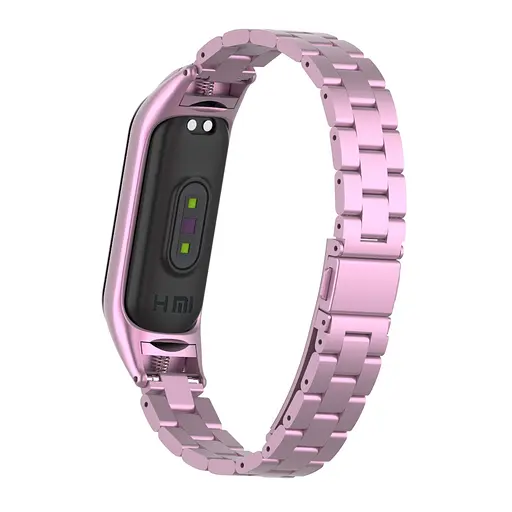 Ремінець для фітнес-браслета Boorui для Xiaomi Mi Band 3 і 4 металевий рожевий - фото 4