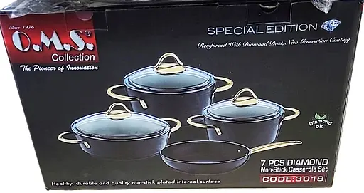 Набір каструль O.M.S. Collection 3019 Diamond Special Edition Black 7 предметів Чорний - фото 8