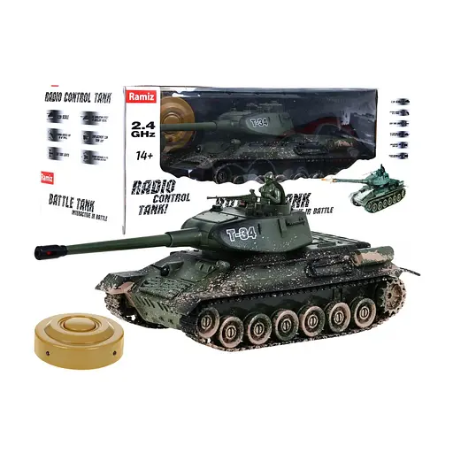 Танк Ramiz Т-34 на дистанционном управлении для детей+3 звука света камуфляж 1:28 99815