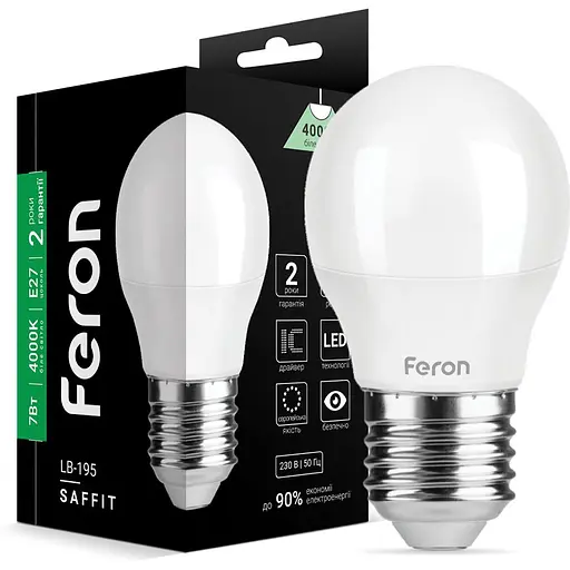 Світлодіодна лампа Feron LB-195  G45 230V 7W  E27 4000K (25812)