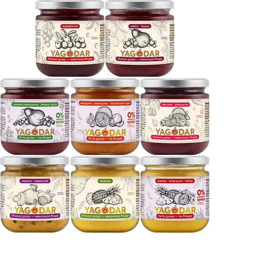 Набор джемов Yagodar 8 первых вкусов 1,6 кг