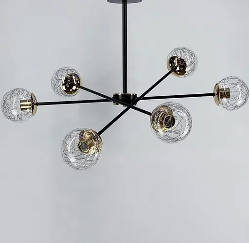 Потолочный светильник с хромированной нитью и золотой фурнитурой Ст. H 9820/6 BK+GD | Line F - фото 3