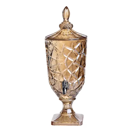 Лимонадница с краном стеклянная 3 л диспенсер для напитков лимонадник с краном Золотистый Yiwu HP-19-308 - фото 2