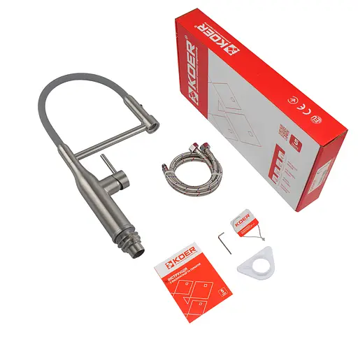 Змішувач для кухні із силіконовим виливом Koer KI-70005-02 KR3388 Нержавіюча сталь - фото 5