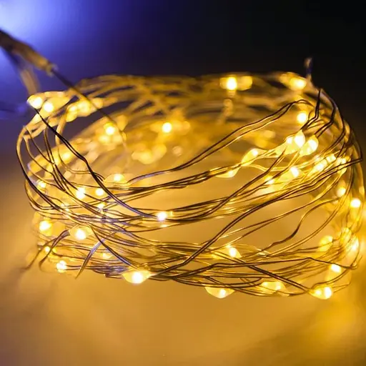 Гирлянда Роса Нить 100 LED на батарейках 10 м Тепло белый - фото 4