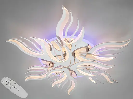 Люстра стельова з пультом, димером і LED підсвічуванням, 165 Вт, хром - фото 1