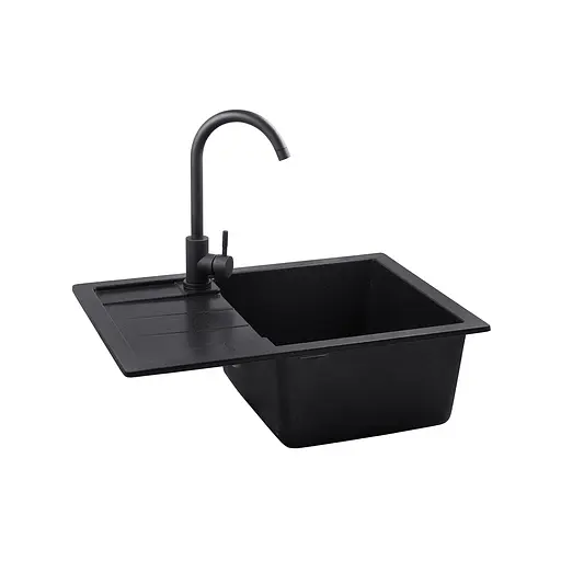 Кухонна мийка гранітна Kroner KRP Komposit GRB-6550 CV027412, Графит - фото 5