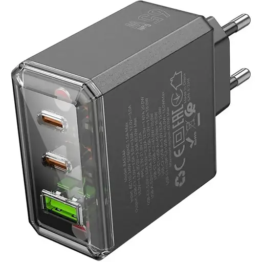 Адаптер блок живлення мережевий Borofone BAS34A 3 виходи 2c1a 65 ватів - фото 1