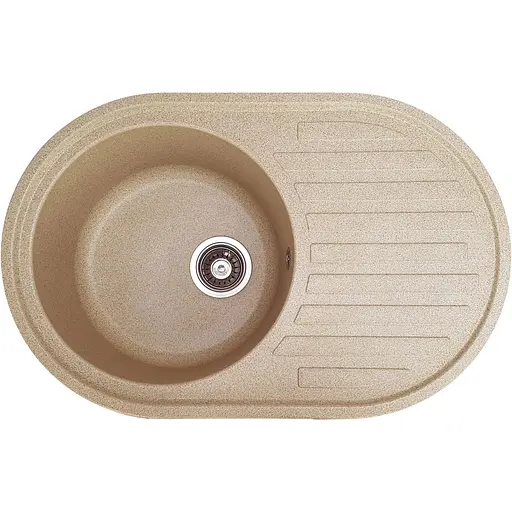 Гранітна кухонна мийка Romzha Elegancia 77 Bezhvy (402) з крилом - фото 1