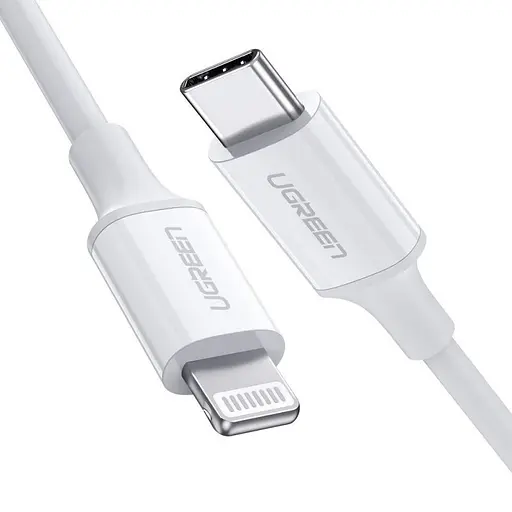 Кабель Ugreen US171 USB-C 3.0 Type-C - Lightning Rubber Shell 1 м белый (10493) - фото 1