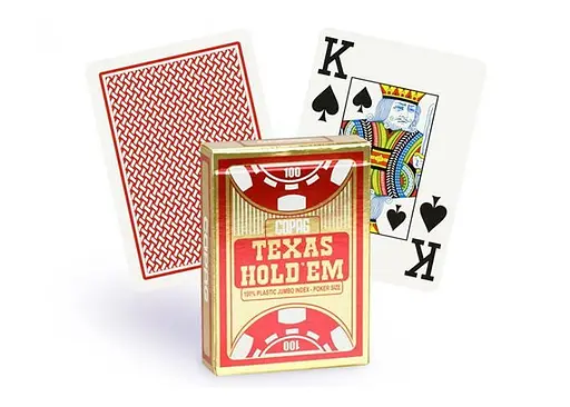 Карти гральні Cartamundi Copag TEXAS HOLD'EM 100% Plastic Jumbo Index (red) (PC_CPJI-1) - фото 4