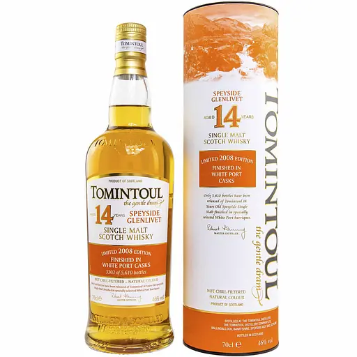 Виски Tomintoul White Port Cask Finish 14 yo Single Malt Scotch Whisky2008 46% 0.7 л в коробке - фото 1